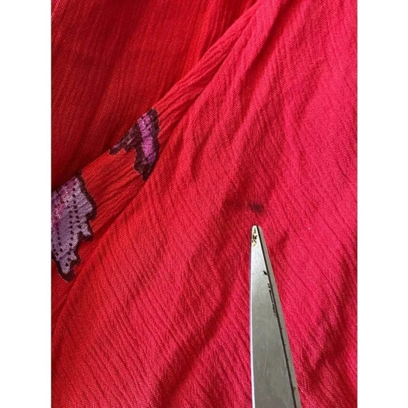 Free People Sleeveless High Neck Size XS Floral Mini Red 100% Viscose Relaxed - Picture 7 of 12